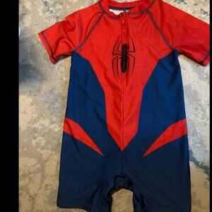 Spider-Man Rash Guard SZ 3T Bathing Suit Marvel Avengers Zip Up One Piece